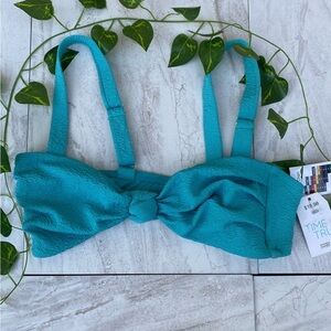 Time and True Bikini Top Medium Blue NWT Turquoise bathing suit swimwear Tie Bow